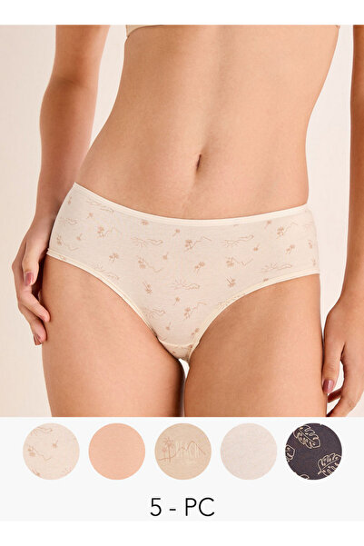 FAV مجموعة من 5 قطع - سراويل داخلية متنوعة بحزام خصر مطاطي