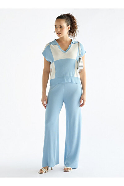 FAV Solid Wide Leg Pants With Ribbed Waistband