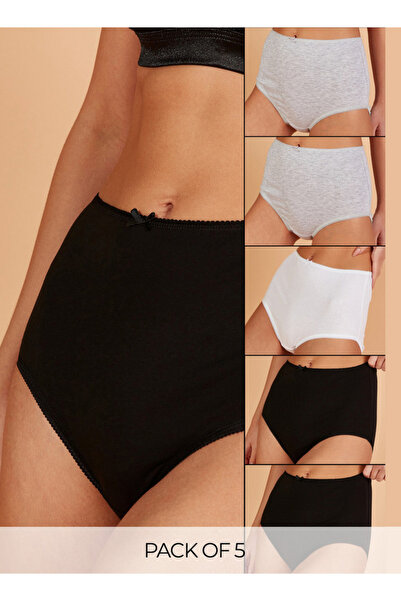 FAV مجموعة من 5 سراويل داخلية بحزام خصر مطاطي وتفاصيل فيونكة
