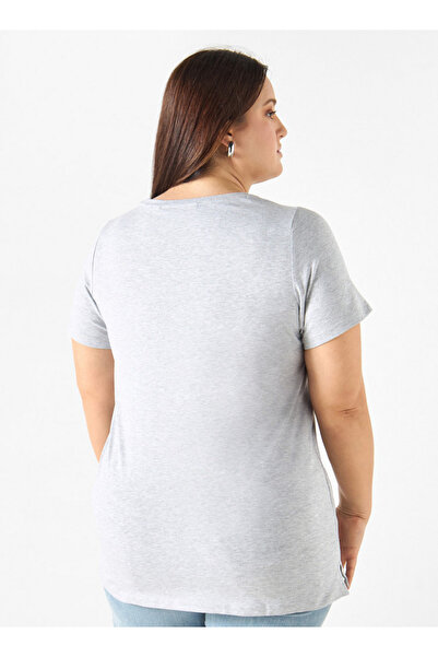 Ulla Popken Plus Size Ulla Popken Graphic Print T-shirt with Crew Neck