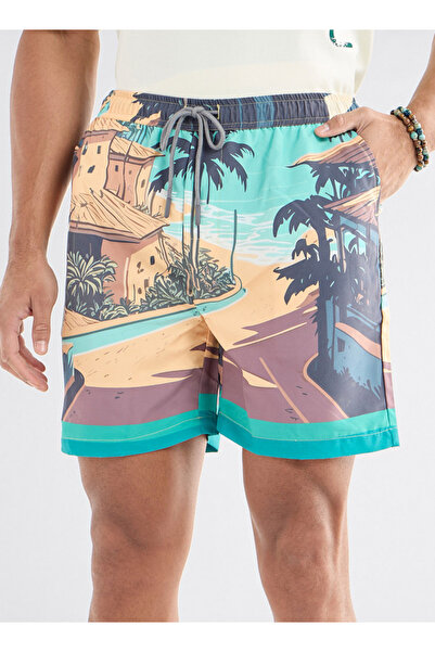 FAV Palm Tree Print Shorts With Drawstring Closure And Pockets
