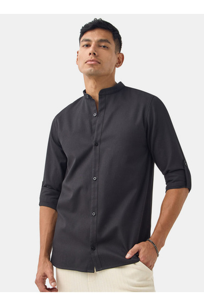 FAV قميص بقصّة عادية مع ياقة وأكمام طويلة