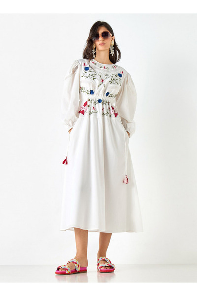 Iconic Embroidered Dress with Long Sleeves