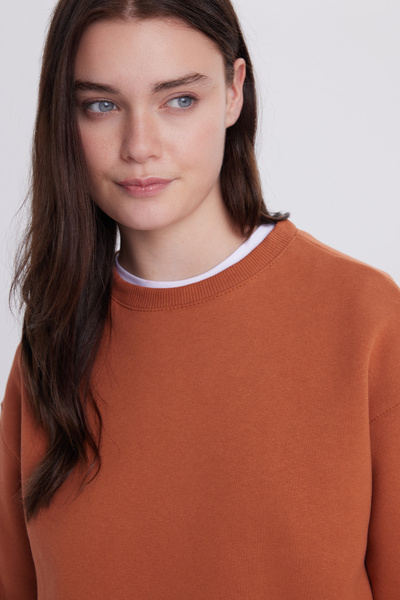 Tudors Women's Oversized Wide Cut Cotton Crew Neck Tile Sweatshirt