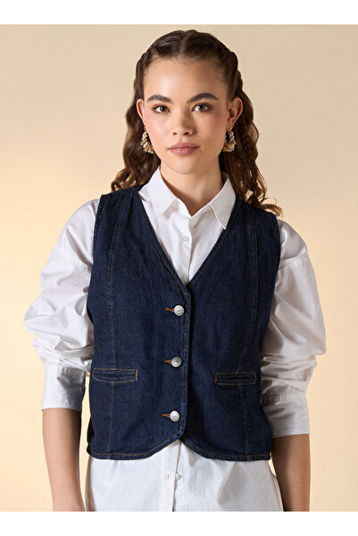 Lee Cooper Buckle Strap Detail Sleeveless Jacket with Pockets