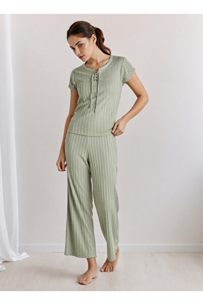 FAV Pyjama Set Lace-Up T-shirt & Pants Viscose Blend