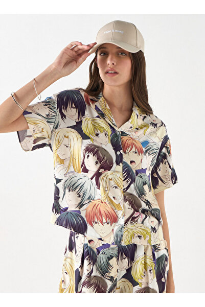 SP Characters قميص بطبعة أنمي كاملة بأكمام قصيرة