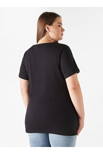 Ulla Popken Plus Size Ulla Popken Printed T-shirt with Round Neck and Short Sleeves