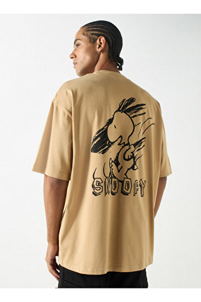 SP Characters Snoopy Dog Print Crew Neck T-shirt with Short Sleeves