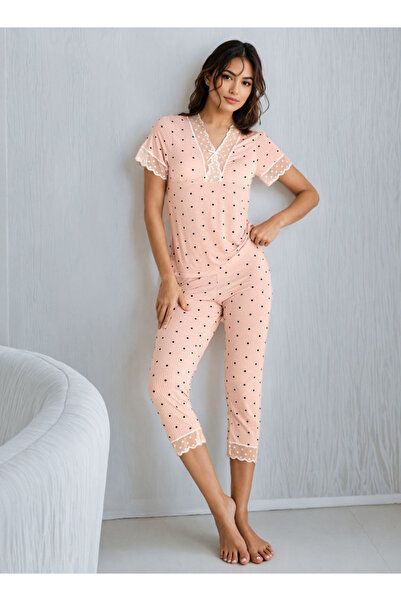 FAV طقم بيجامة وقميص دانتيل منقط