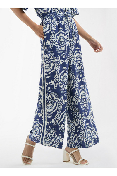 FAV All-over Print Wide Leg Pants With Drawstring Closure And Pockets