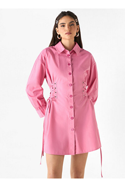 Lee Cooper Shirt Dress with Long Sleeves and Tie-Ups