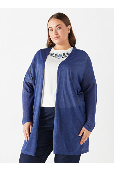 Ulla Popken Plus Size Textured Shrug with Long Sleeves and Pockets