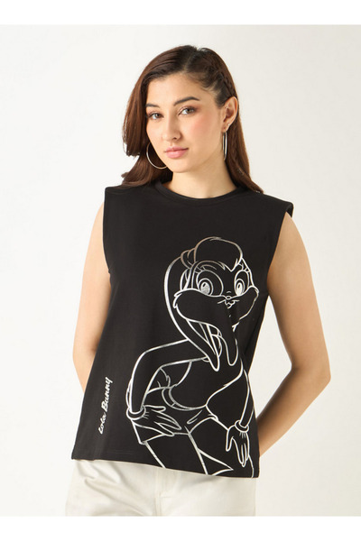SP Characters Lola Bunny Print Sleeveless T-shirt with Crew Neck
