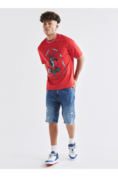 FAV Printed Crew Neck T-shirt with Short Sleeves
