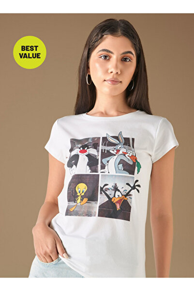 SP Characters Looney Tunes Print T-shirt with Crew Neck and Short Sleeves