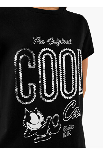 SP Characters تي شيرت مزين بفيليكس القط مع رقبة دائرية