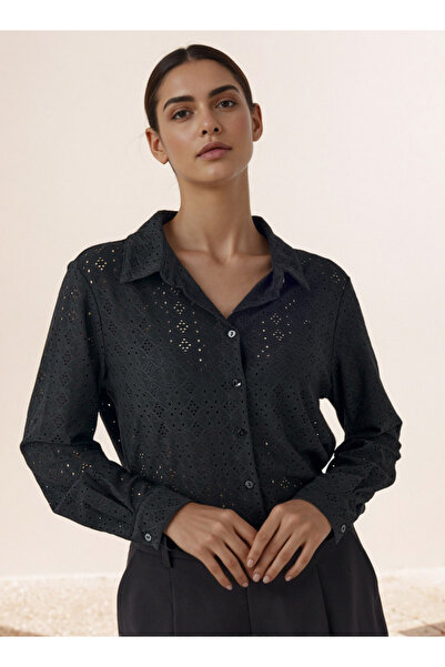 FAV قميص شيفلي فيسكوز بقصّة عادية مع ياقة