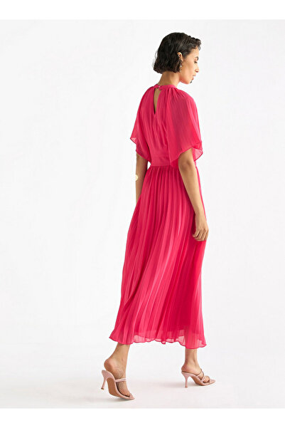 FAV Pleated Maxi Dress with Ruffle Sleeves