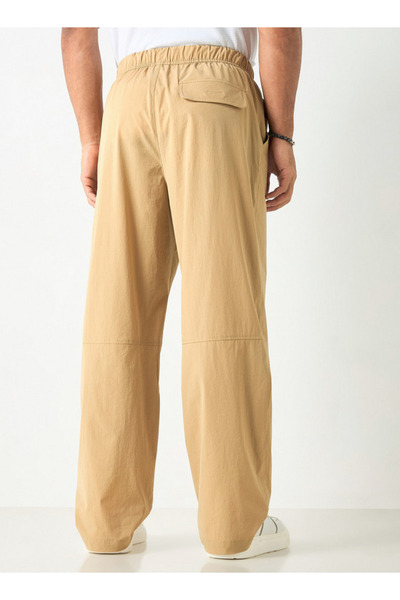 Starter Solid Flexi Waist Trousers with Drawstring Closure and Pockets