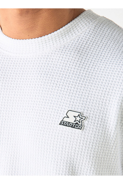 Starter Logo Applique Crew Neck T-shirt with Short Sleeves