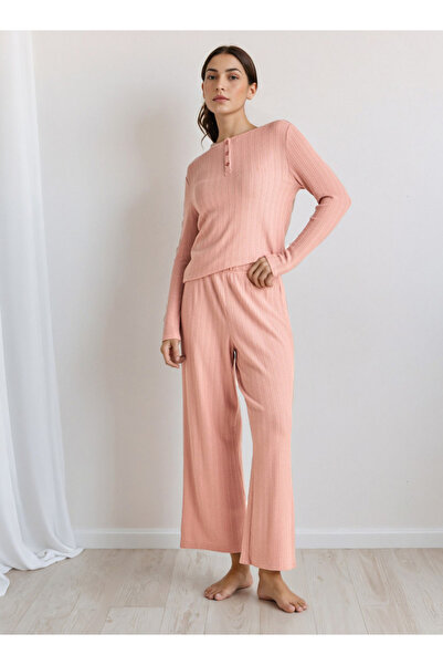 FAV Pyjama Set Textured Top & Trousers Polyester Blend
