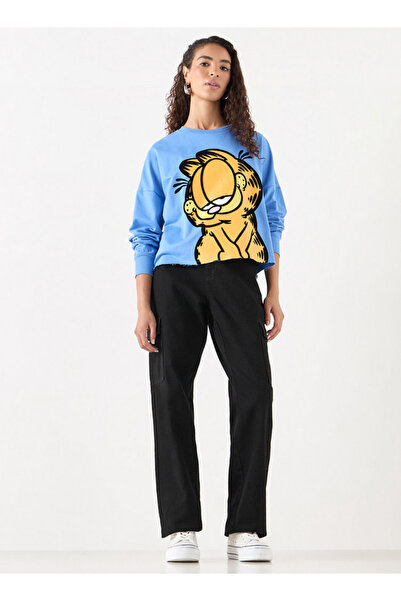 SP Characters Garfield Print Sweatshirt with Crew Neck and Long Sleeves