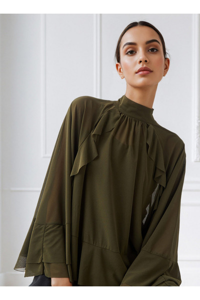 Iconic Knit Ruffle Cape Blouse