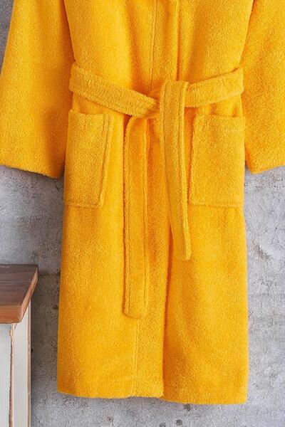 Zeynep Tekstil Cotton Hooded Young Bathrobe Unisex Waiter Boy Bathrobe