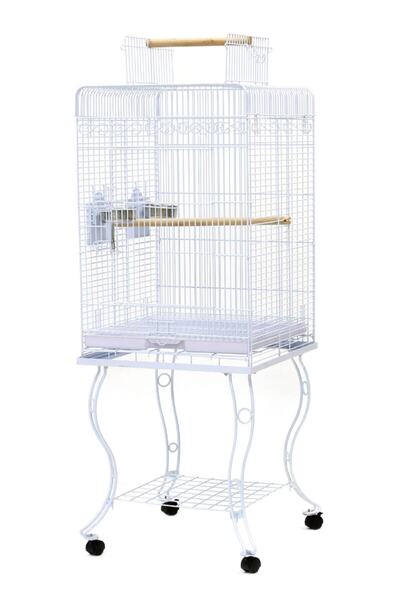 Genel Markalar Ayaklı Ferforje Papağan Kafesi Beyaz 54x54x134 Cm