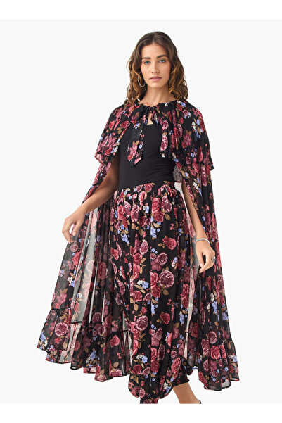 Iconic فستان طويل بطبعات الأزهار بأكمام طويلة