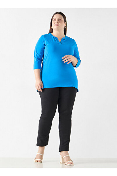 Ulla Popken Plus Size V-neck 3/4 Sleeves T-shirt
