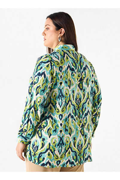 Ulla Popken Plus Size Printed Shirt With Button Closure