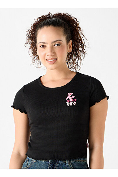 SP Characters تي شيرت بطبعة النمر الوردي برقبة دائرية وأكمام قصيرة