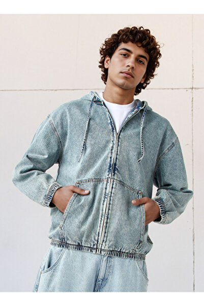 Lee Cooper هودي جينز بسحاب أمامي