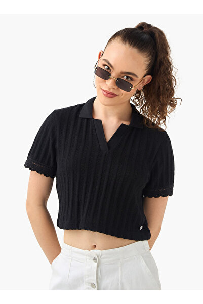 Lee Cooper تي شيرت بياقة منقوشة وأكمام قصيرة