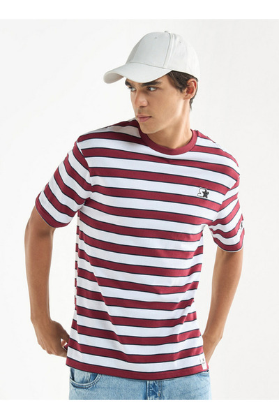 FAV Starter Striped Crew Neck T-shirt with Short Sleeves