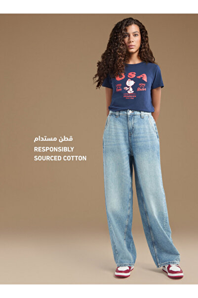 SP Characters Snoopy Print T-shirt with Short Sleeves and Crew Neck