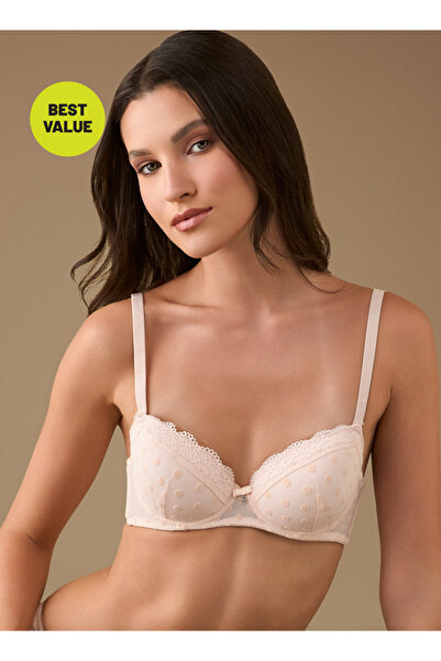 FAV حمالة صدر شبكية مزخرفة بإغلاق بخطاف وعين وتفاصيل من الدانتيل