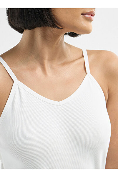 FAV Ribbed Sleeveless Bodysuit With V-neck