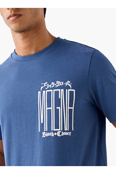 FAV Black Clover Print T-shirt with Crew Neck and Short Sleeves