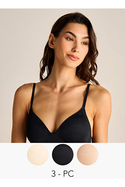 FAV مجموعة من 3 - حمالة صدر داعمة بحزام قابل للتعديل مع إغلاق بخطاف وعين