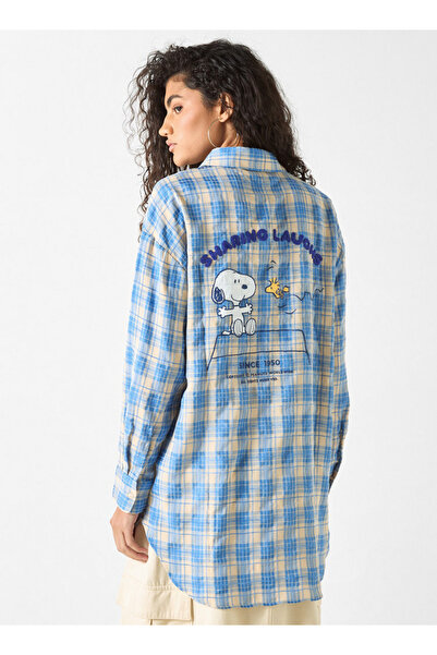 SP Characters Snoopy Print Shirt with Long Sleeves and Chest Pocket