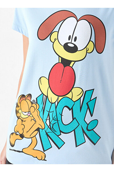 SP Characters Garfield Print Crew Neck T-shirt with Short Sleeves
