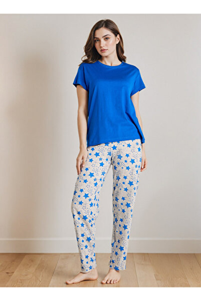 FAV Round Neck T-shirt and Printed Pyjama Set