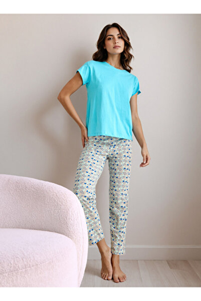FAV Round Neck T-shirt and Printed Pyjama Set