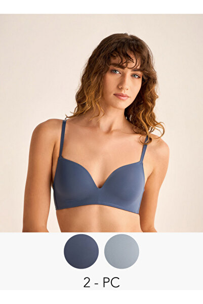 FAV مجموعة من قطعتين - حمالة صدر بدون سلك مع إغلاق بخطاف وعين