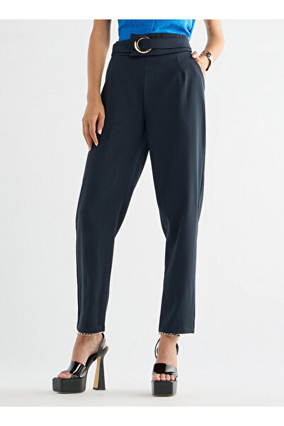 FAV Solid Straight Fit Trousers With Belt Detail And Pockets