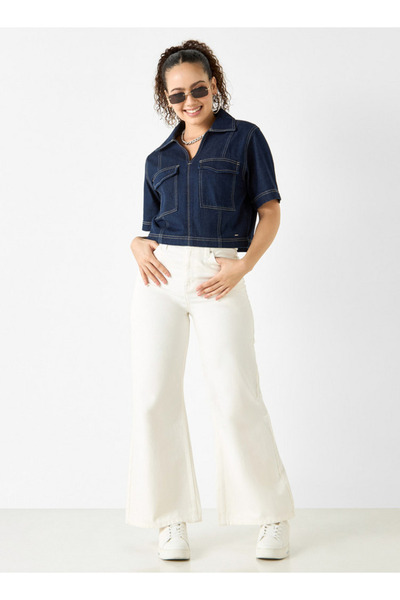 Lee Cooper Collared Denim Top With Chest Pockets