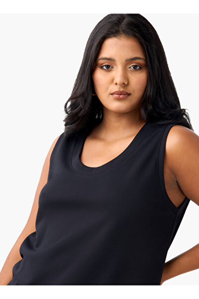 Ulla Popken Plus Size Sleeveless Tank Top With Round Neck